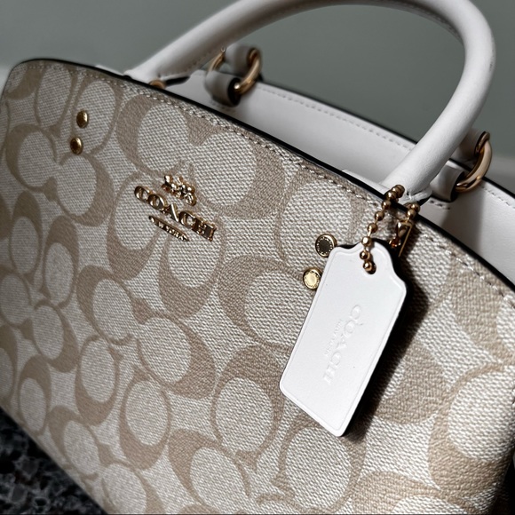 New  Coach Mini Lillie Carryall In Signature Canvas Bag/Leather/Cream/White - Picture 5 of 14